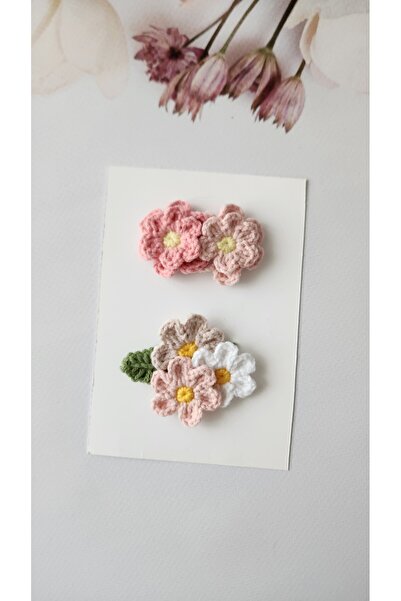 Baby Saçsız bebek tokası 2'li set çiçekli