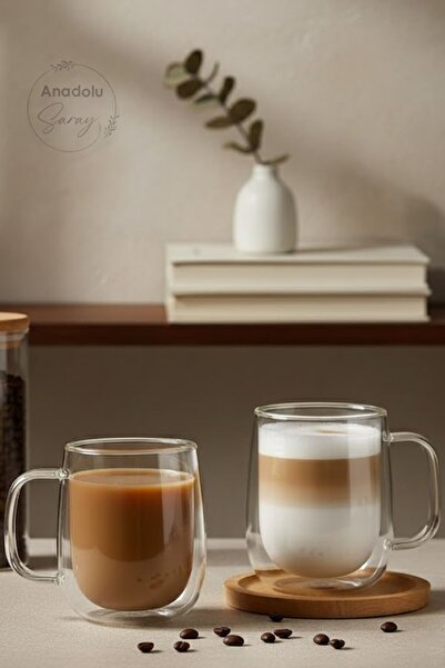 Anadolu Saray 2'li Isıya Dayanıklı Borosilikat Çift Çidarlı 250ml Kulplu Bard...