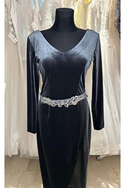 Irina Ross Grey Velvet Dress