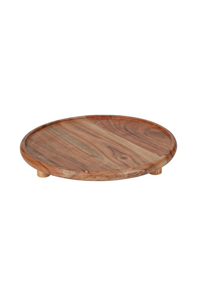 Excellent Houseware round serving tray, acacia wood, 27 cm, brown