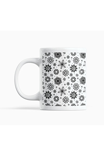 Nino Store Black Snowflake Patterned Porcelain Mug Cup 300 ml – Double Sided ...