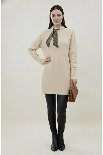 Flavus Puella سترة طويلة للنساء بياقة دائرية مع وشاح مبطن بالصوف قصة فضفاضة