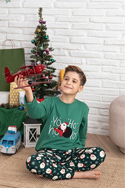 ELİTOL طقم بيجامة للأولاد من القطن 100% بتصميم مبتكر لرأس السنة الجديدة مصنوع من قماش الإنترلوك والجلد المدبوغ