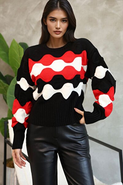 Trend Alaçatı Stili Pulover de tricotat cu model în relief guler rotund pentr...