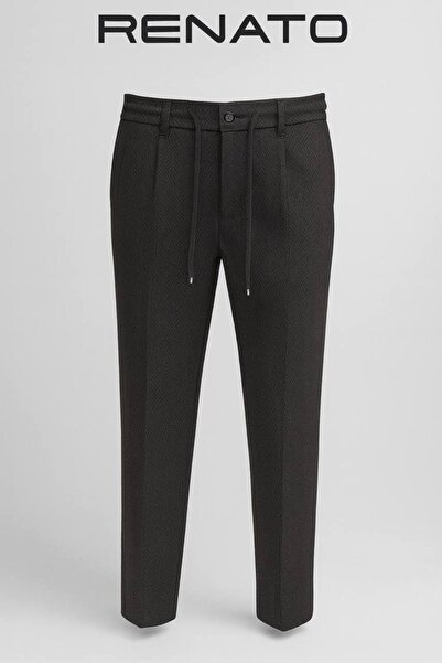 BASEL.CO Premium Fishbone Textured Grammage Jogger Fabric Trousers - Straight-Legged and Stylish