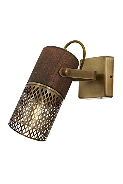 Avonni AP-1830-1E Eskitme Kaplama Aplik E27 Metal Ahşap H: 12 cm, WxD: 6x12 cm