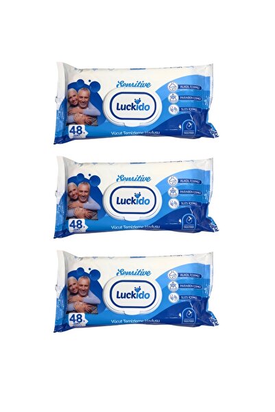 Luckido SET 3 x Servetele umede Sensitive pentru adulți, 48 buc cu capac