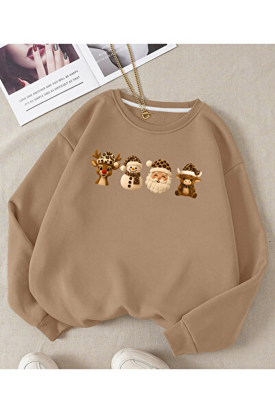 SUNFREE Cute New Year Printed Cotton Sweatshirt with Leopard Detail