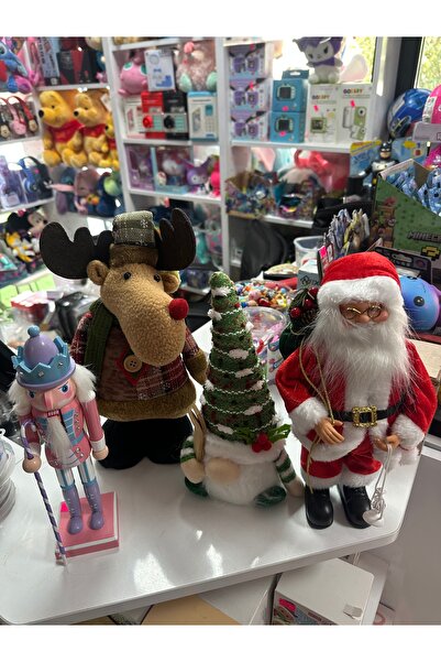 u-toys Yılbaşi seti 4 lü uzayan geyik pilli cüce kursun asker ve noel baba 4 ...