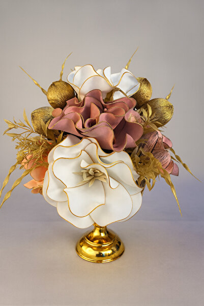 essacraft GOLD VAZO PEMBE KİBAR ŞIK ARANJMAN-HEDİYELİK