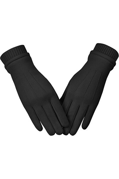 OEM Black Touch-Screen Gloves with Plush Lining, L-XL Size
