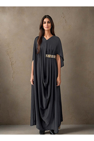 ECSTACY COUTURE Drape Silk kaftan (Black)