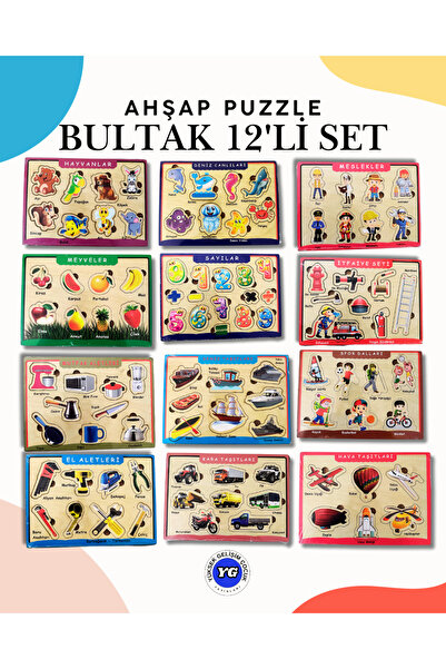 Burhan Yayınları Ahşap Puzzle Bultak 12’li Set