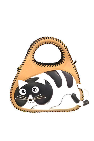 OEM Casual yellow women's handbag with cat design