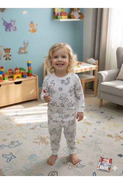 Sude HOMEWEAR Sude Girls Boys Painted Pajama Set