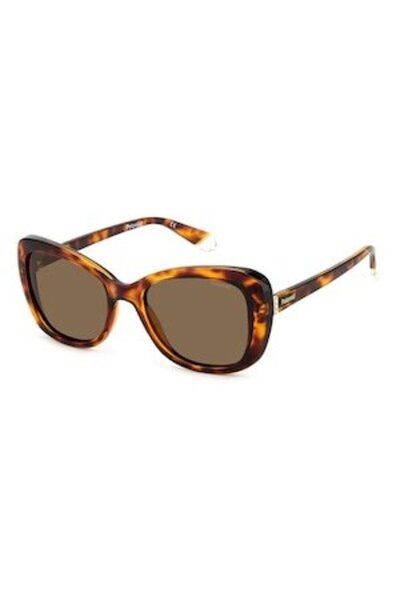 Polaroid butterfly sunglasses with solid lenses, Brown/Yellow, 53-19-145