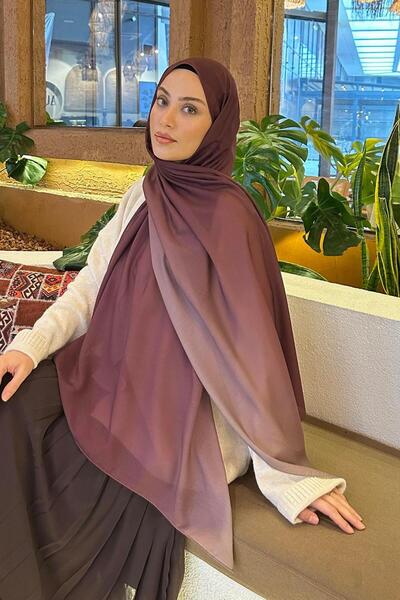 lamelif Degrade Desen Soft Şal Mürdüm