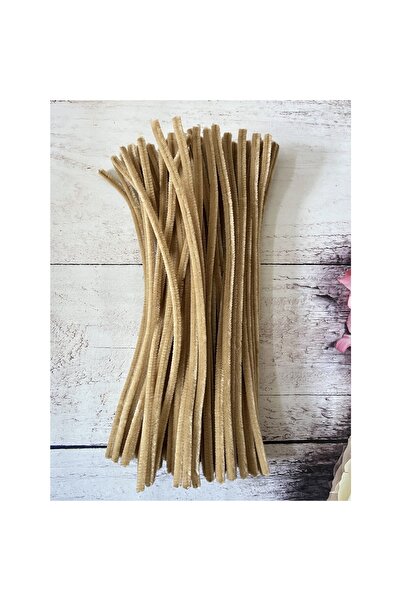 Zedhobi 10 Adet Z26 Bej Şönil 30 cm Tüylü Peluş Tel Çiçek Yapımına Okul Önces...