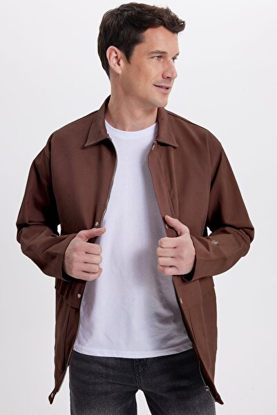 Tudors Men's Relax Fit Comfortable Cut 100% Cotton Double Pocket Zippered Tile Coat Shirt