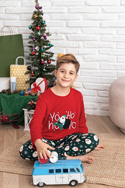 ELİTOL طقم بيجامة للأولاد من القطن 100% بتصميم مبتكر لرأس السنة الجديدة مصنوع من قماش الإنترلوك والجلد المدبوغ