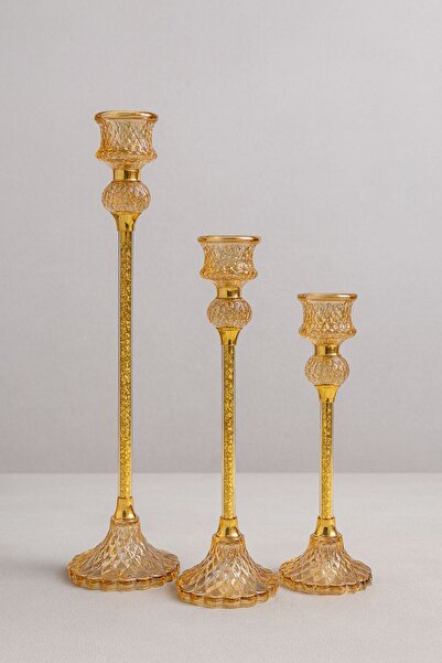 YONCA ART CONCEPT KRİSTAL 3LÜ ŞAMDAN