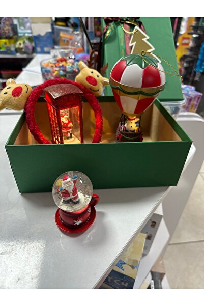 u-toys 4 lü yılbaşi hedıye kutusu ısıklı kulube yılbası tacı ısıklı balon ve ...