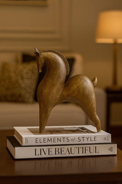 İSHTAR DEKOR DEKORATİF TRUVA ATI - AHŞAP RENK