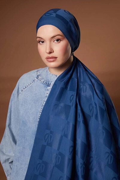 Levidor Kare Lvd Printed Nai̇a Jacquard Shawl-Indigo