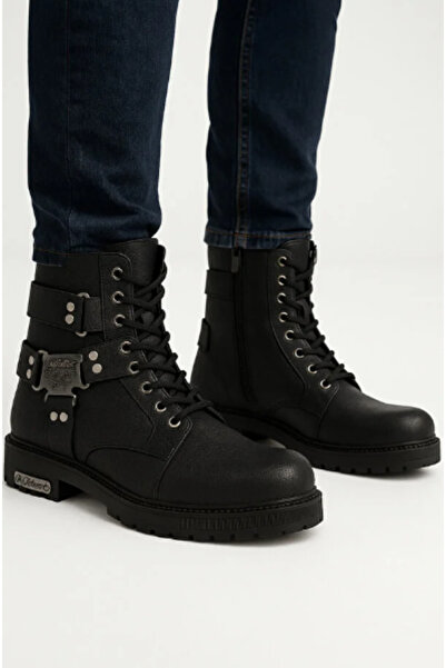 Cozi company Cizme negre pentru bărbați pentru exterior, cu detaliu de catara...