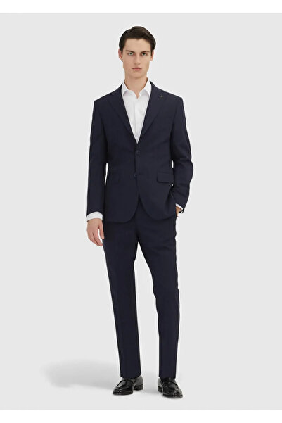 Ramsey Navy Blue Striped Modern Fit Wool Blend Suit