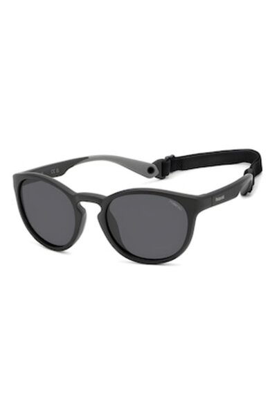 Polaroid Round Unisex Polarized Sunglasses, Black, 52-21-140