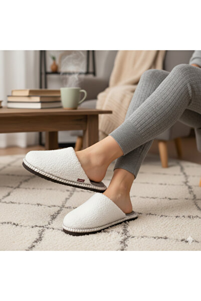 Ceyo Easy-Z2 Bej Ultra Hafif Ortopedik Kışlık Kadın Ev Terliği