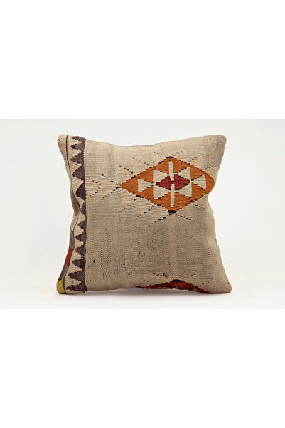 Kilim Whole Sale Vintage Throw Pillow Cover Made of Handmade Rug, Wool, 40X40 cm
