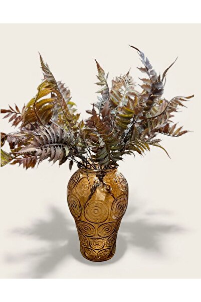 sedoshhomevision مزهرية زجاجية منقوشة بلون العسل - 25 سم