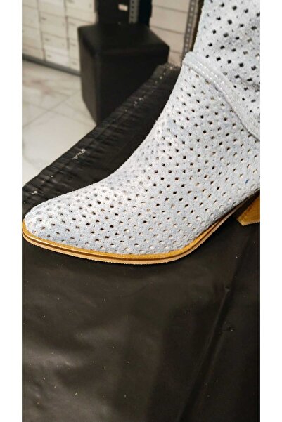 POTEEN حذاء صيفي بكعب غربي للنساء من PTN Semafre - أزرق فاتح