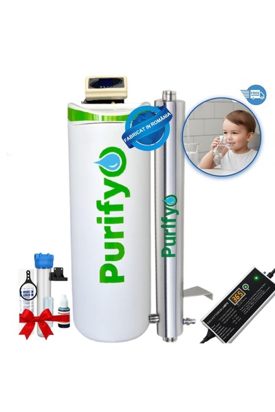 Purifyo Statie de dedurizare 5-8 pers. si Sterilizator apa UV-55W, Filtru de ...