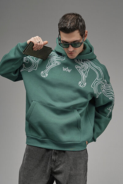 Butik Trend Biz supradimensionat Brodat cu matriță cu glugă Swea tricou