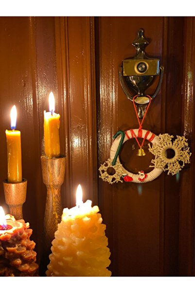 Fiolimore زينة باب عيد الميلاد على حلقة خشبية بطول 10 سم، زينة شجرة، مصنوعة ي...