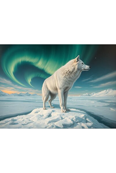 Nova Puzzle 1000 Piece White Wolf under the Aurora Puzzle