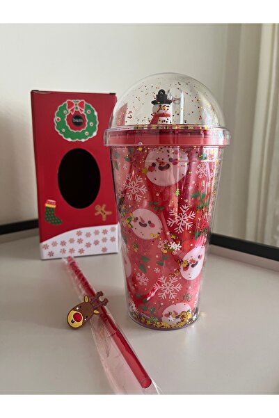 By Ayşegül Christmas Themed Glittery Cup – Snow Globe Lid