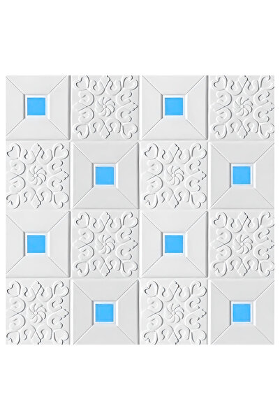 SDEPOT Set de 50 de plăci de tavan SDEPOT®, grosime 3 mm, 70x70 cm, model elegant, cu pătrat, albastru