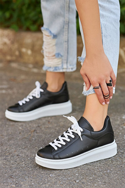 Catelyn Ženske Patike crne kraljice, bele vezane ležerne sportske cipele