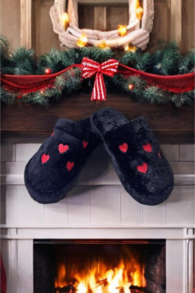 SWORD Winter Women's House Slippers |   Small Heart Embroidered Rabbit Fur |   Non-Slip Base