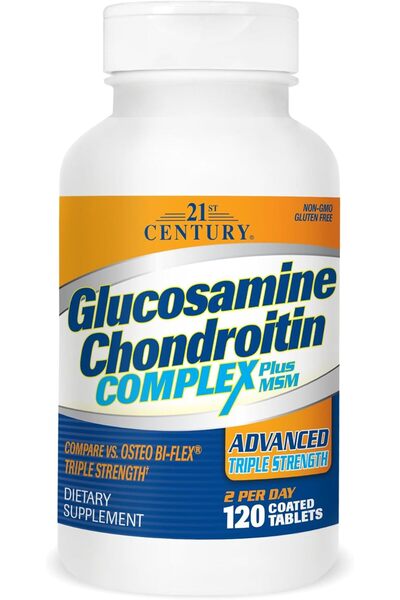 21st Century مركب الجلوكوزامين والكوندرويتين من توينتي فيرست سينشري بالإضافة إلى MSM، قوة ثلاثية، 120 قرصًا