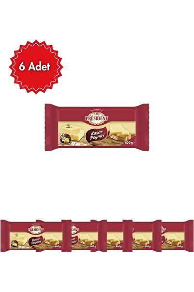 President Kaşar Peyniri 600 gr x 6 Adet – Tam Yağlı, Gurme Lezzet, Mükemmel Erime Kıvamı
