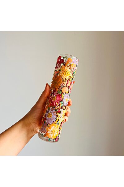 inrobert Özel El Çizimi Cam Vazo 20 cm