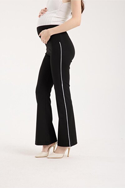 SERRAXXL Flared Maternity Tights with Striped Detail