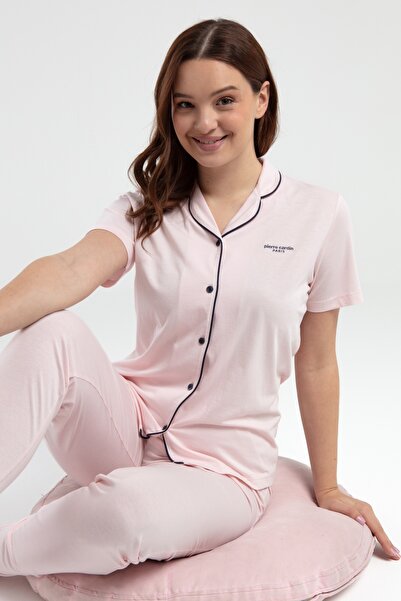 Pierre Cardin Premium Basic Front Buttoned Short Sleeve Women's Shirt Pajama Set