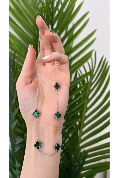 STİL NOKTA Çelik Zümrüt Yeşili Van Cleef Kolye