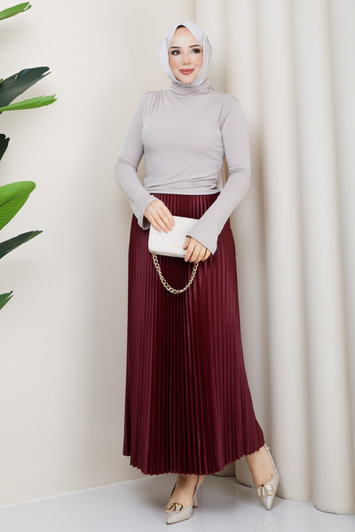 modapark.ist Women's Spanish Sleeve Blouse Pleated Skirt Set